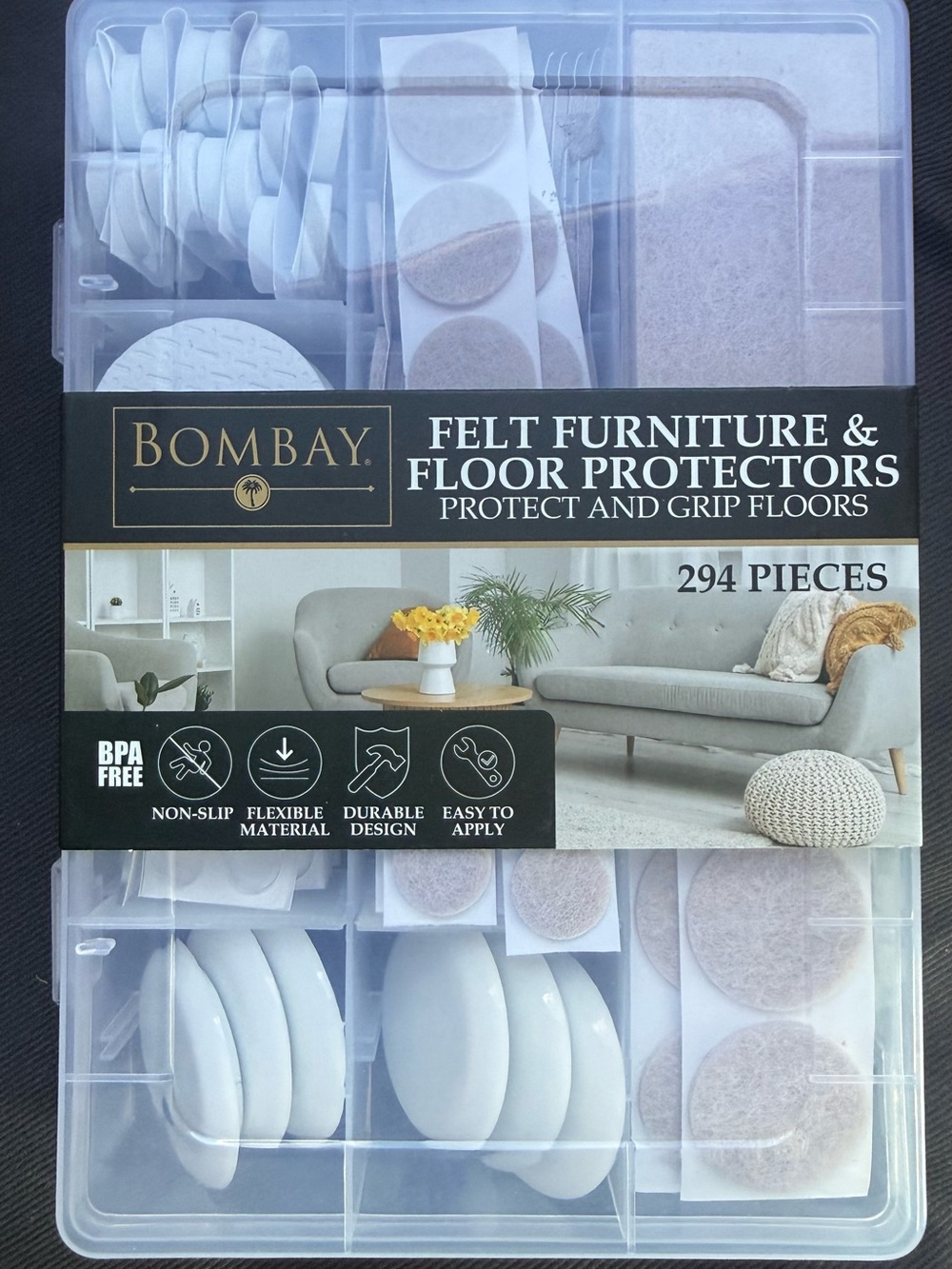 Bombay Felt Furniture & Floor Protectors - White (294 Pieces)